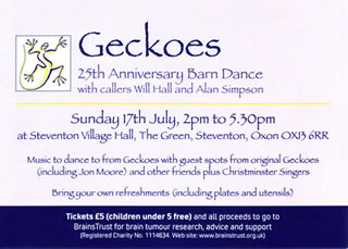 Geckoes party flyer - click to see larger image